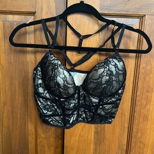Black Lace Bustier Top